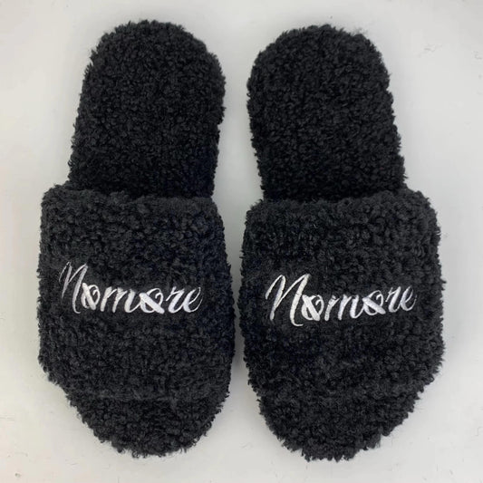 Noir Faux Shearling Slides