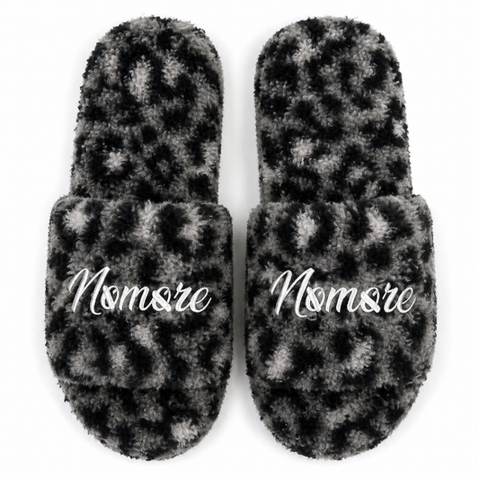 Snow Leopard Faux Shearling Slides