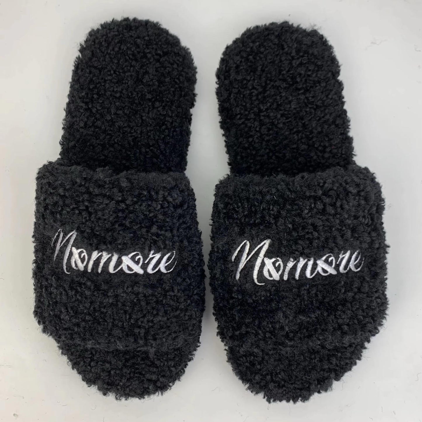 Noir Faux Shearling Slides