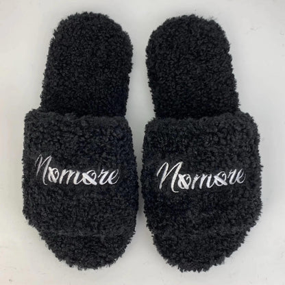 Noir Faux Shearling Slides