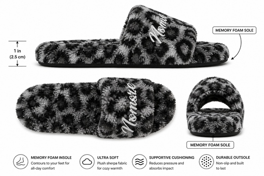 Snow Leopard Faux Shearling Slides